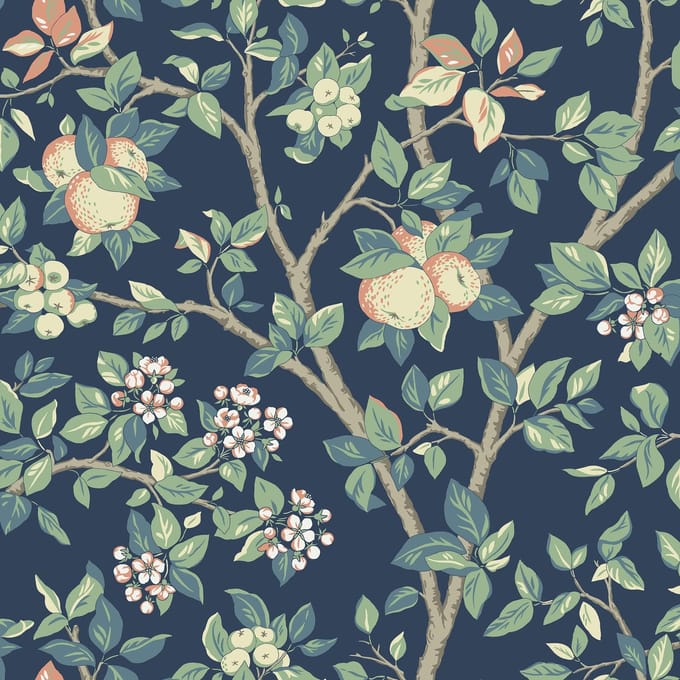 Boråstapeter Vliesbehang 7651 - Falsterbo III - Botanisch Blauw - 53cm x 10.05m