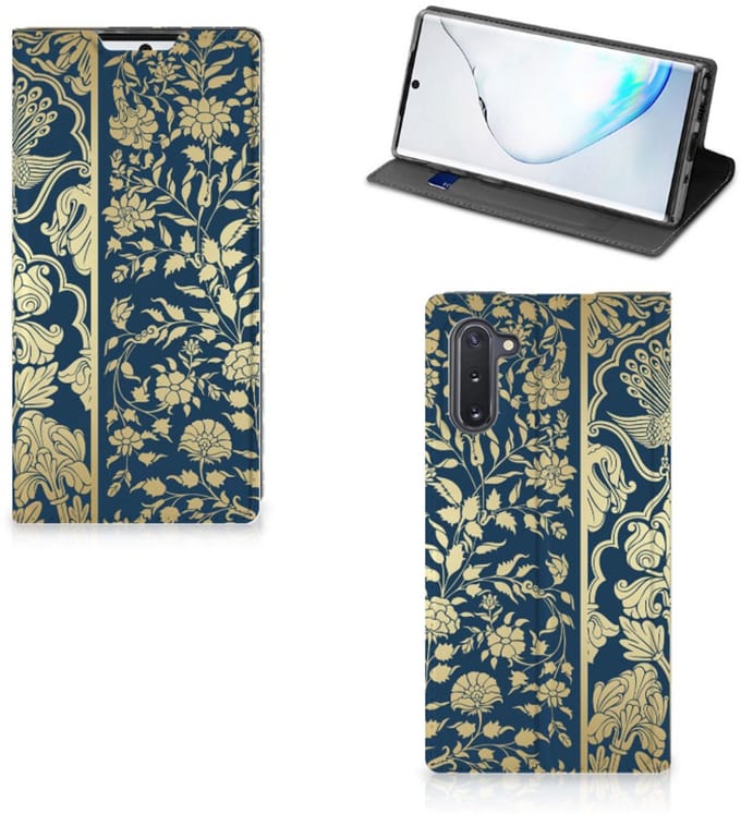 Standcase Hoesje voor Samsung Galaxy Note 10 Smart Cover Beige Flowers