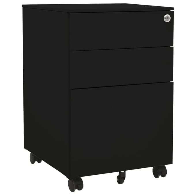 vidaXL - Ladeblok - verrijdbaar - 39x45x60 - cm - staal - zwart