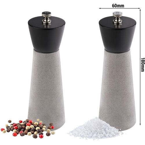 GGM Gastro (6 Stück) Salz- & Pfeffermühlen - ELEMENT - Beton - Höhe: 180mm - Grau