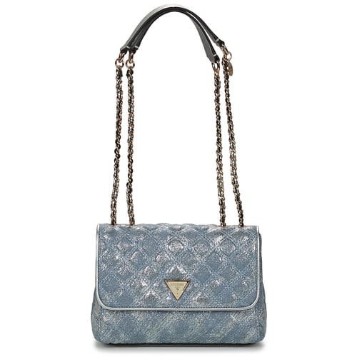 GUESS schoudertas Giully II 2 Compartment Convertible Flap Metallic Denim Lichtblauw