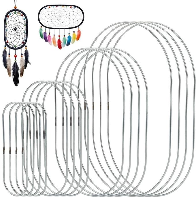 Metalen Frames - Ovale Kransen - Macramé Projecten - 4 Maten Set - 16 Stuks - Zilver