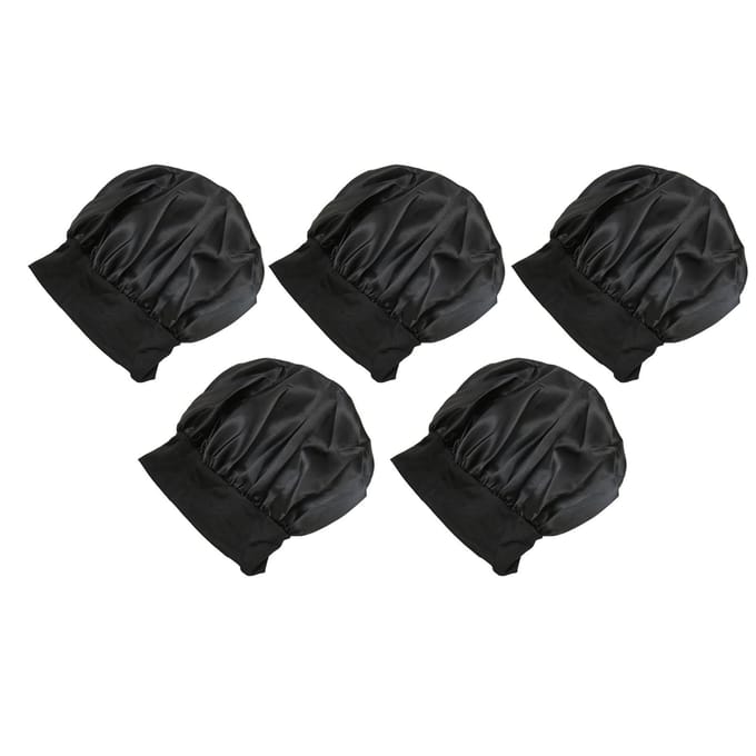 5 STUKS Slaapmuts Zijde Stof Brede Band Satijnen Bonnet Ademende Hoofdband Bonnets black