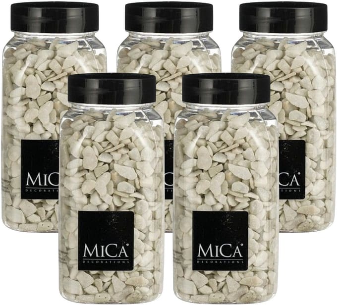 Mica Decorations decoratie steentjes - 5x - wit - 650ml - hobby steentjes - sier stenen