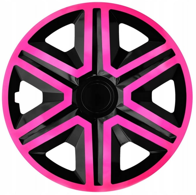 ACTIE Wieldoppen - zwart-roze 14" - 4 stuks