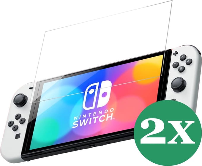 Screenprotector geschikt voor Nintendo Switch Oled Glas - 2x Accessoires Beschermglas Screen Protector
