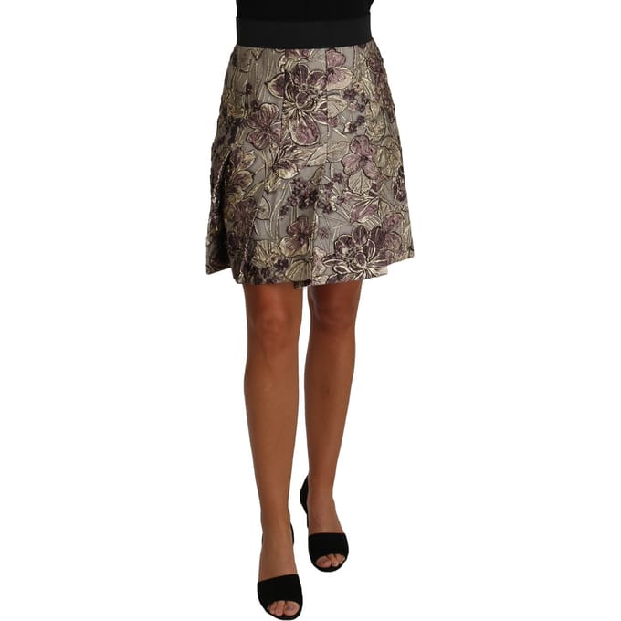 Dolce & Gabbana A-Lijn Mini Floral Print Jaquard Rok
