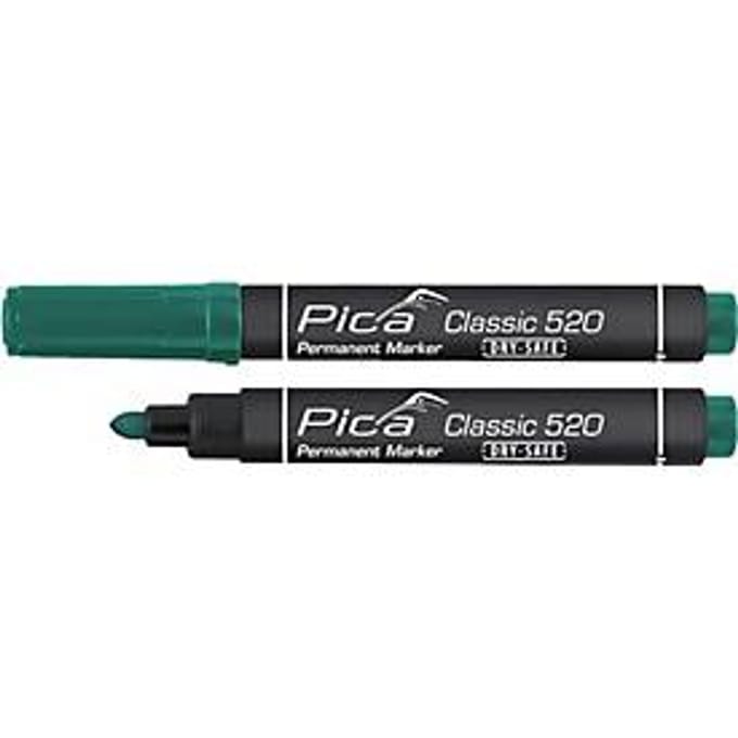 Permanent marker Classic gr√ºn lijndikte 1-4mm ronde punt PICA, 10 stuks