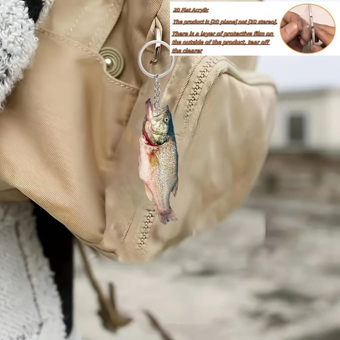 2D Vlak, 1 stuk, Nieuwe Acryl Sleutelhanger, Sleutelring, Visvormige Sleutelhanger, Schattig Klein Cadeautje, 2D Vlak beige