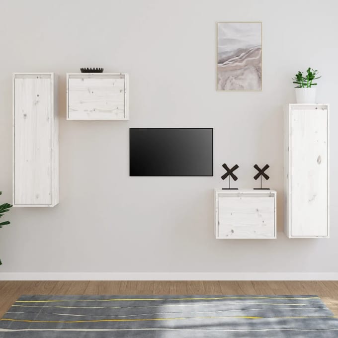 vidaXL - Tv-meubelen - 4 - st - massief - grenenhout - wit