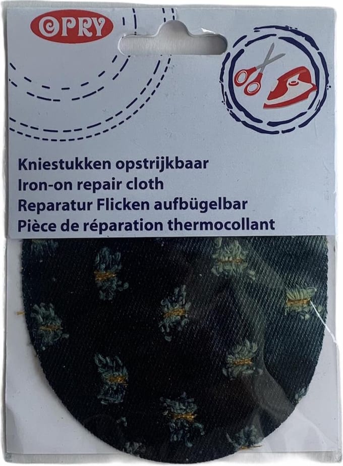 Kniestukken Strijkbaar - Bloemen motief - 125 x 100  mm