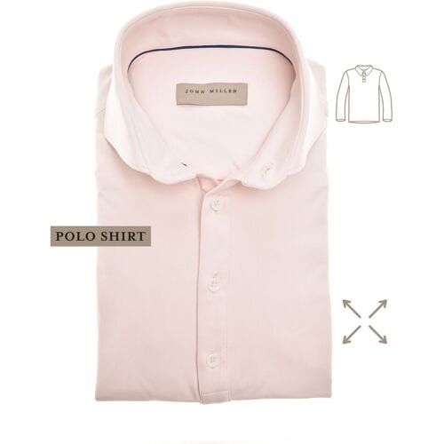 John Miller The Miller Long Sleeve Hyperstretch Poloshirt Licht Roze / male