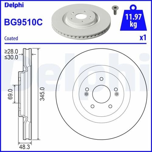 Remschijf DELPHI BG9510C, 1 stuk