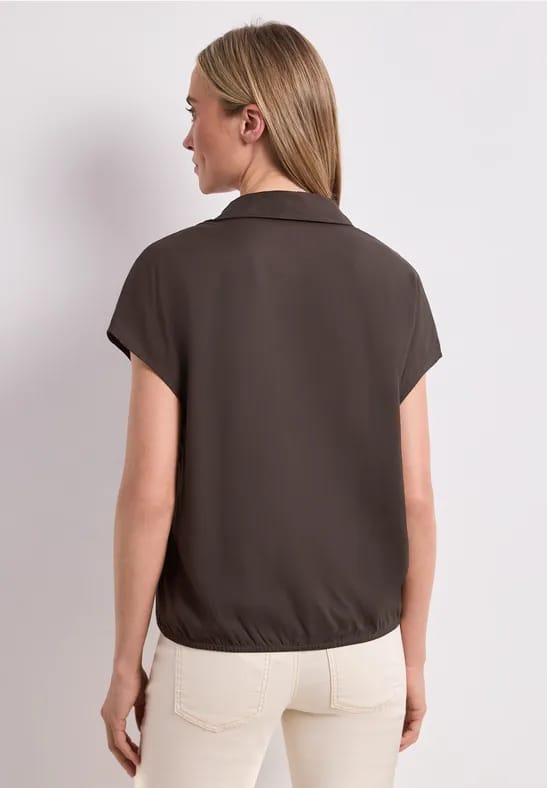 Blouseshirt met overhemdkraag en elastische zoom