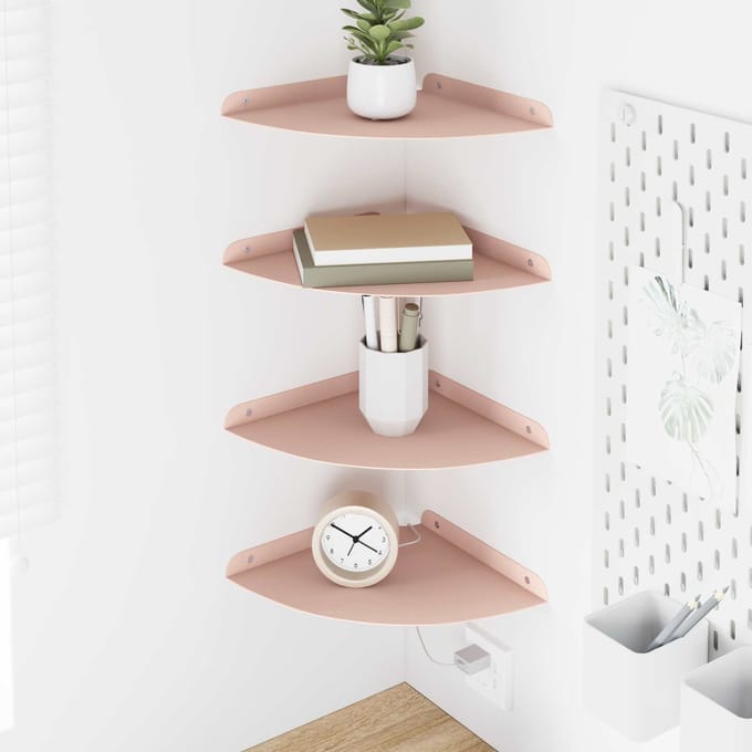 vidaXL - Hoek - Plank - 4 - st - Roze - 24 - x - 24 - x - 2 - cm