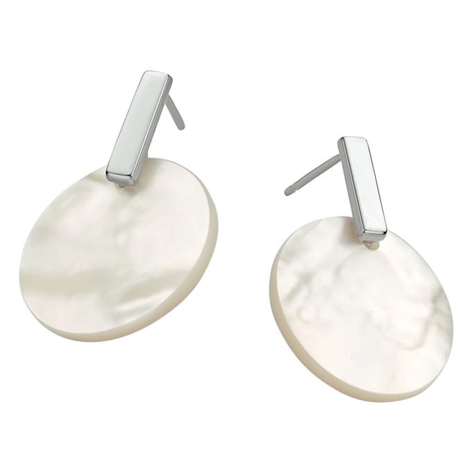 Glams oorhangers parelmoer - 20 mm - Zilver