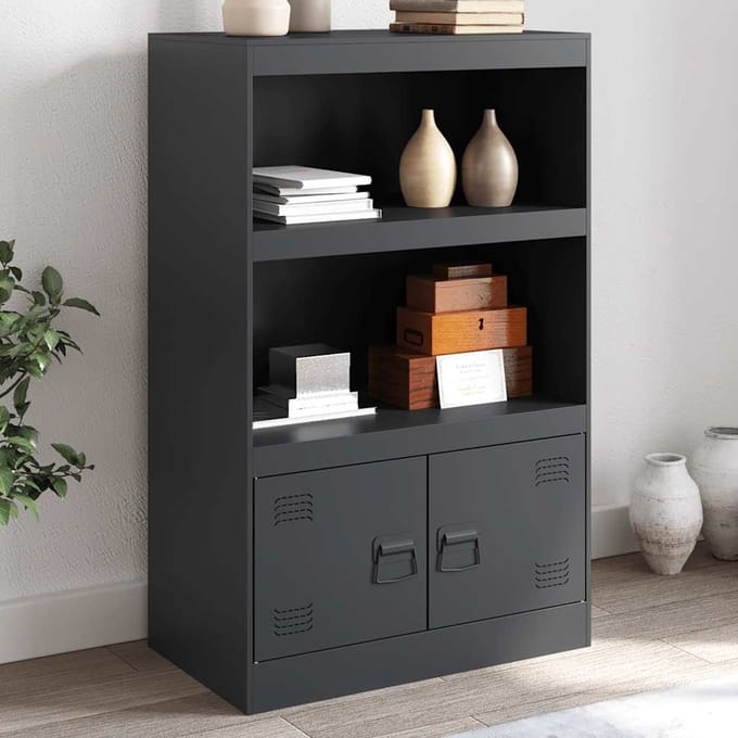 vidaXL - Dressoir - 67x39x107 - cm - staal - antracietkleurig