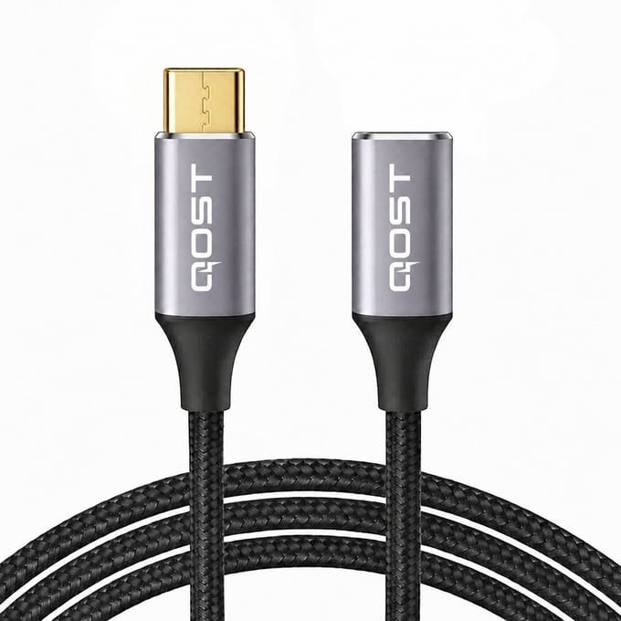 Qost - USB-C Verlengkabel - USB-C 3.2 - 2 Meter - Spacegrey - 100W / 4K 60Hz