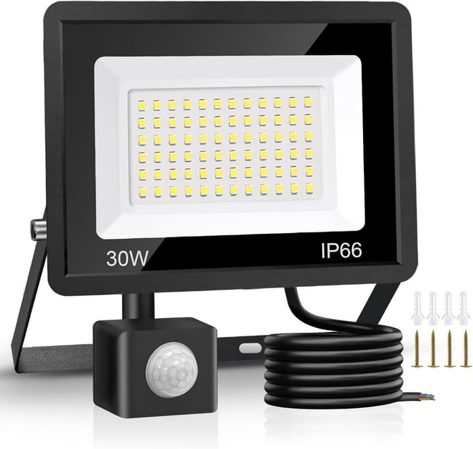 30W Led Buitenlamp met Bewegingsmelder 4500 Lumen Wit Licht IP66