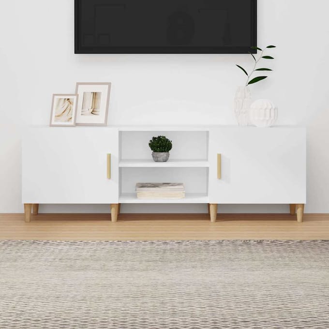 vidaXL - Tv-meubel - 150x30x50 - cm - bewerkt - hout - wit