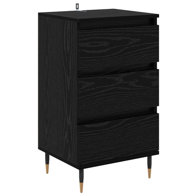 vidaXL - Dressoir - Zwart - eiken - 35 - x - 40 - x - 70 - cm - Bewerkt - hout