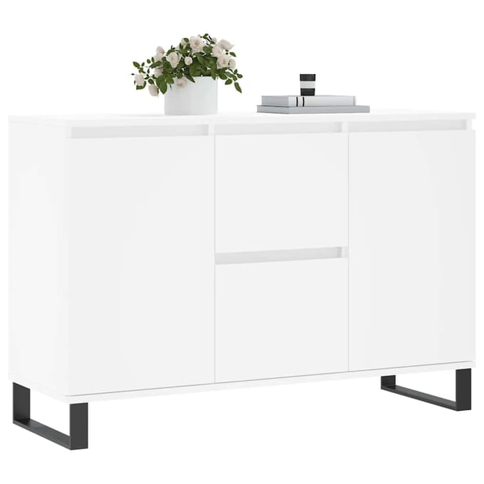 vidaXL - Dressoir - 101,5x35x70 - cm - bewerkt - hout - wit