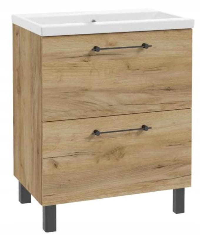 Deftrans Cassandra Serie - Badkamermeubel met Wastafel - 80x80cm - Draaibare Handgrepen - Dąb Craft