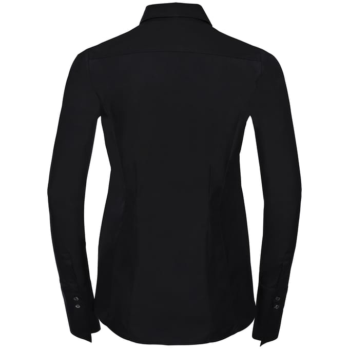Russell Collection Dames/Dames Ultimate Stretch Formeel Shirt Met Lange Mouwen (Zwart)