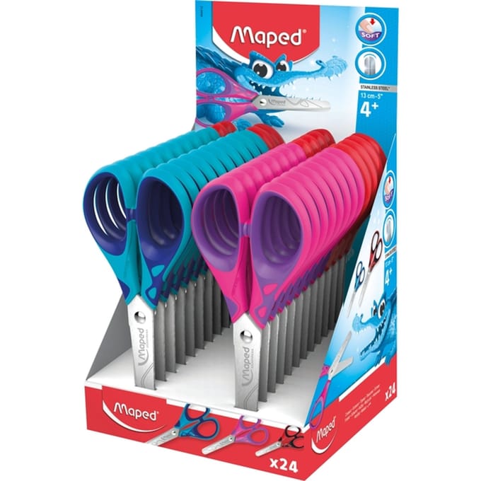 Kinderschaar Maped Essentials Soft 13cm display á 24 stuks assorti