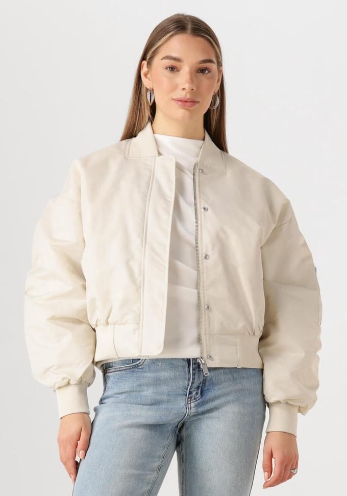 My Essential Wardrobe Helgamw Short Bomber Jacket Jassen Dames - Zomerjas - Gebroken wit - Maat 44