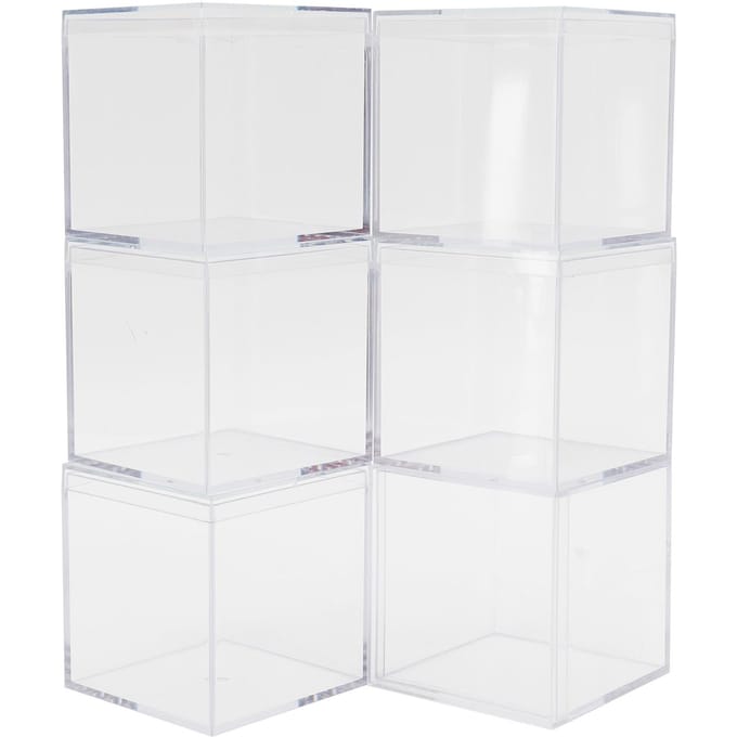 6 Set Plastic Transparante Doos met Apart Deksel Snoep Opbergcontainers Feestcadeaus Gunst white