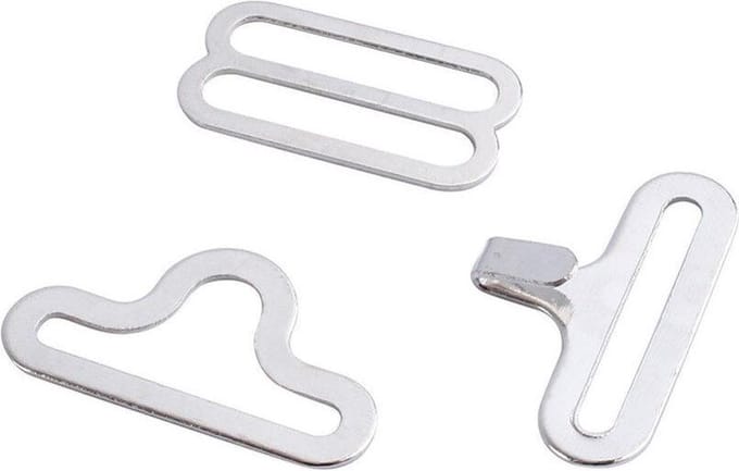 Vlinderstrik haken, set 3 st. haakjes, Zilver, voor 1 Vlinderdas