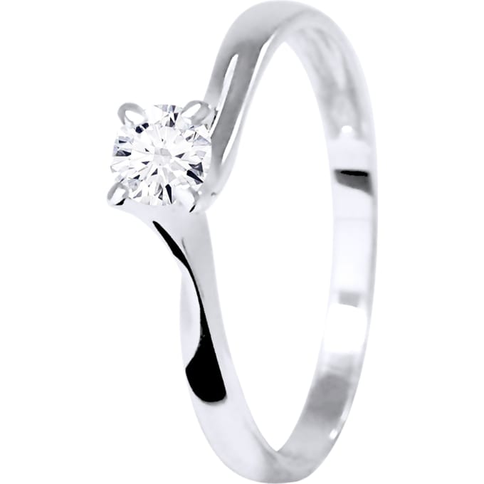 Solitaire Diamond 0,25 Cts 4 Claws White Gold 18 Karaat