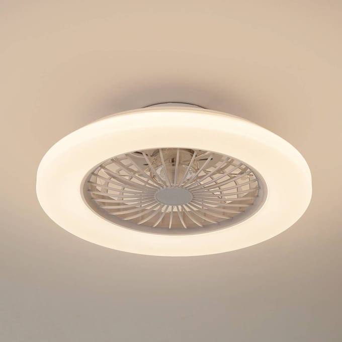 Lindby LED plafondventilator Vedin, wit, DC, Ø 49 cm, CCT