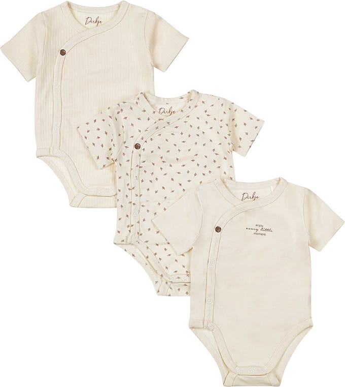 Dirkje Romper Overslag Korte Mouw Off White 3-Pack 44