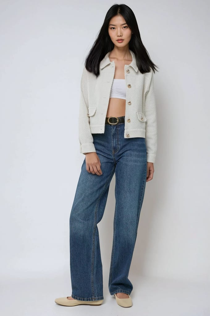 Getextureerde Tweed Jas met Knopsluiting