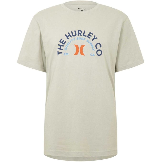 Hurley Heren Gebogen Logo T-Shirt (Grijs)