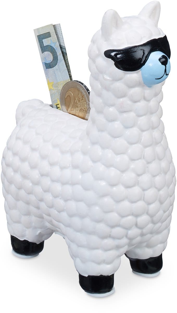 10 x Lama spaarpot met zonnebril - spaarvarken - alpaca - keramiek - wit