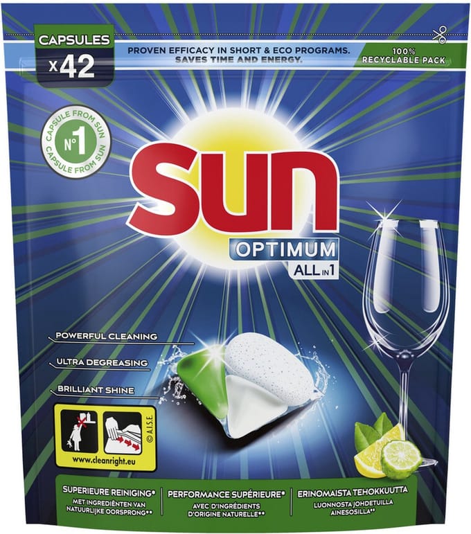 Sun Optimum All-in 1 Vaatwascapsules Citroen 42 stuks