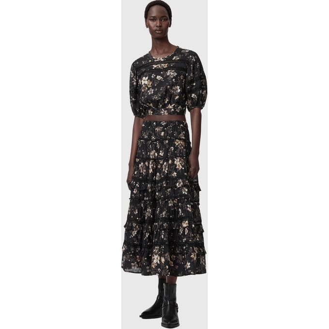AllSaints Peony Top Vine Black Größe: 2 | Blusen Outlet | Damen | Schwarz