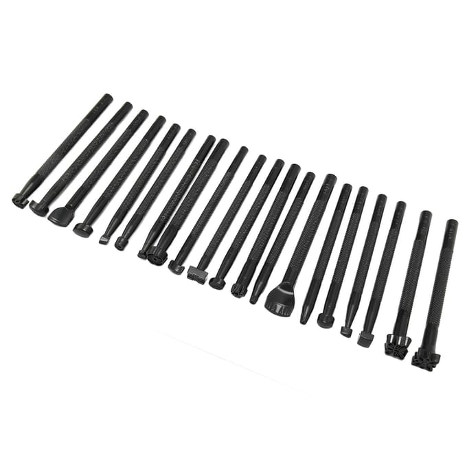 20 stuks Leer Stempelen Gereedschap Handwerk Nauwkeurig Afdrukken Antislip Leer Stempel Kit voor DIY black