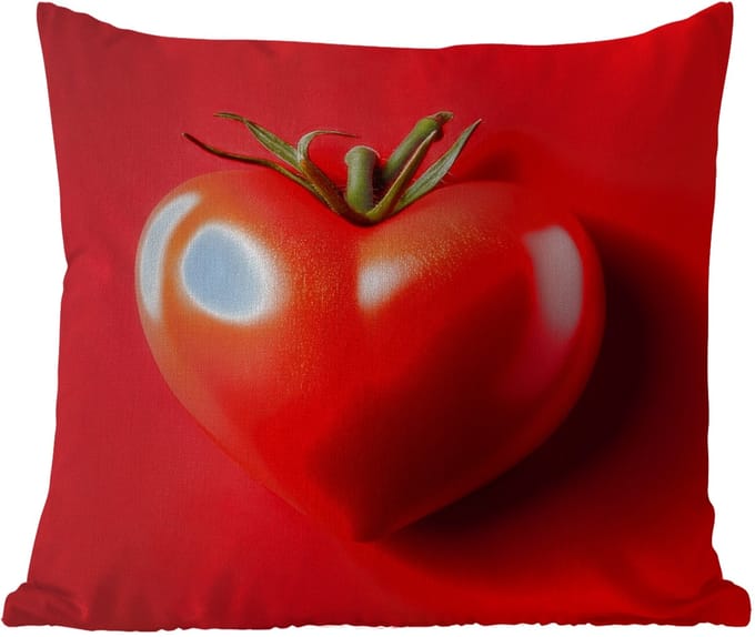 Sierkussen Buiten - Tomaat - Rood - Hart - 60x60 cm - Weerbestendig