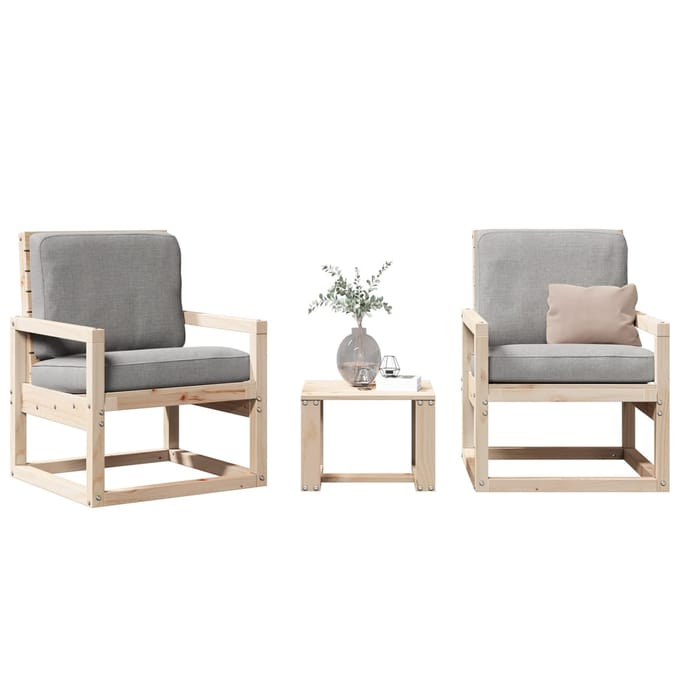 vidaXL - 3-delige - Loungeset - massief - grenenhout