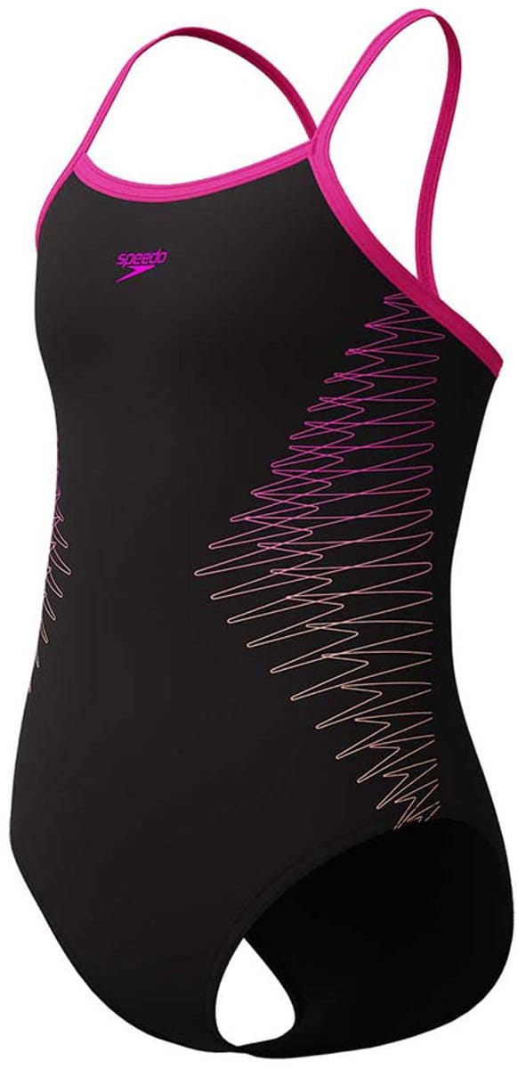 Speedo Plastisol Placement Thinstrap Muscleback Zwemkleding Zwart 9-10 Years Meisje