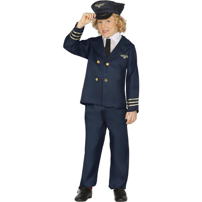 Fiestas Guirca Kinder-/Kinderpilootkostuum 5-6 Years goud/blauw