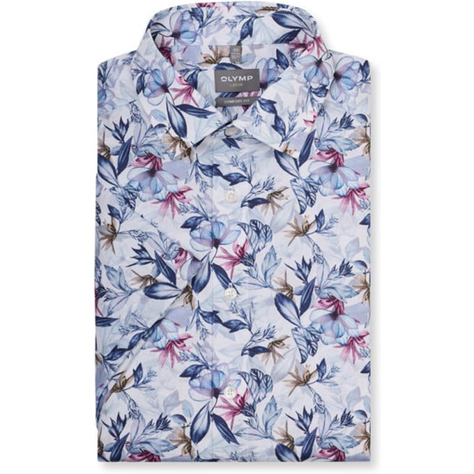 OLYMP Luxor Overhemd, Comfort Fit, New Kent, Marineblauw