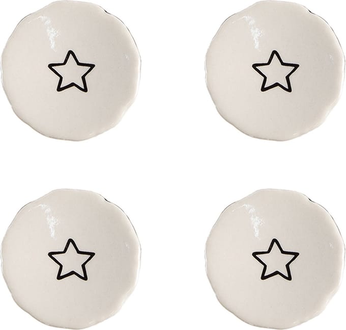 Clayre & Eef Deurknop Set van 4 Ø 4 cm Beige Keramiek Ster