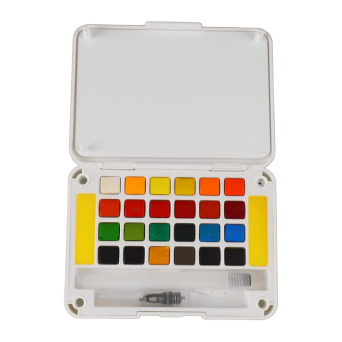 Waterverf 24 Heldere Kleuren Sneldrogend Hoge Transparantie Waterverf Set met Pen white