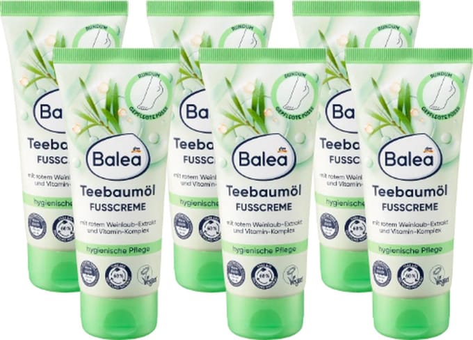 Balea Voetcrème Tea tree olie - VOORDEELVERPAKKING | 6x100ml | Veganistiche formule