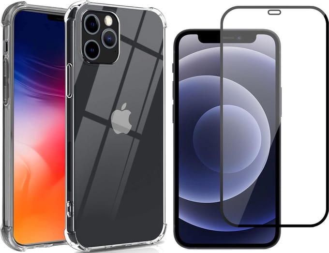 Hoesje geschikt voor iPhone 13 Pro Max en Screenprotector - Shock Proof Case - Transparant